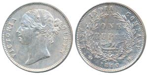 Victoria Queen, Silver Rupee, 1840, Divided legend, Calcutta / Bombay Mint, WW raised, 28 