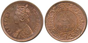 Victoria Empress, Copper 1/12 Anna, 1886, Bombay Mint, obv. A, (Prid 813). Brilliant Uncir