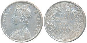 Victoria Empress, Silver Rupee, 1886, Calcutta Mint, C4 / I / C incuse, C4 is a recently d