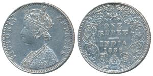 Victoria Empress, Silver Rupee, 1886, Bombay Mint, C2 / I / B incuse, 6 over 5 in date, ol