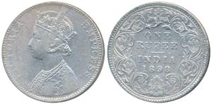 Victoria Empress, Silver Rupee, 1898, Bombay Mint, C2 / I / B incuse, 8 over 4 in date, ol
