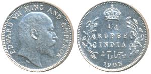 Edward VII, Silver ¼ Rupee, 1903, Calcutta Mint, (Prid 432). About Uncirculated.