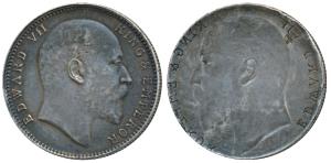 Edward VII, Silver Rupee, Error, Brockage, nice complete lakhi impression on rev., the lak