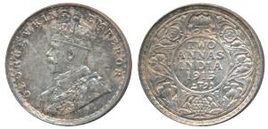 George V, Silver 2 Annas, 1915, Bombay Mint. Uncirculated, Scarce.