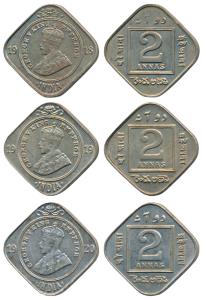 George V, Cupro-Nickel 2 Annas, 1918, Calcutta Mint, (Prid 880); 1919, Calcutta Mint, (Pri