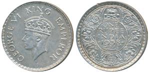 George VI, Silver Rupee, 1938, Bombay Mint, A / I, with dot, (Prid 234). Extremely Fine, S