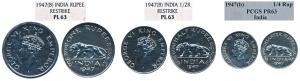 George VI, Cupro Nickel, set of 3, Rupee, ½ and ¼, 1947, Bombay Mint (KM 559, 554 and 548)