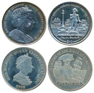 British Virgin Island, Elizabeth II, Silver 10 Dollars, 2005; Great Britain, Elizabeth II,