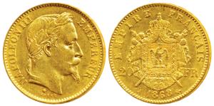 France, Napoleon III, Gold 20 Francs, 6.47g, 1868 A, Paris Mint, obv. laureate head, rev. 