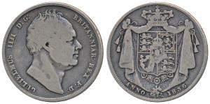 Great Britain, William IV, Silver ½ Crown, 13g, 1836 (KM 714.2). Fine+, Rare.