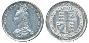 Great Britain, Victoria, Silver Shilling, obv. jubilee head, rev. crowned shield within ga
