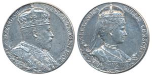 Edward VII Coronation Medal, Silver, 12.8g, bust of the Emperor to right on obv., bust of 