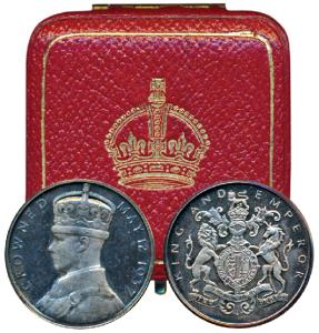George VI and Queen Elizabeth Coronation Medal, Silver, 12g, rev. coat of arms with KING A