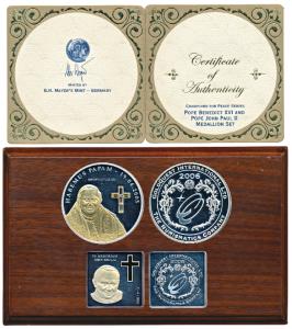 Proof Silver Medallion Set of 2, Silver 2 oz and 1 oz, 62.2g and 31.1g, Pope Benedict XVI 