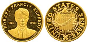 Robert Francis Kennedy, Gold Medallion, 10.45g, obv. portrait of Kennedy, rev. seal of the