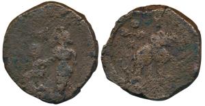 Pre Satavahana (c. 200 BC), Bena a river goddess from Vidarbha (Paoni), Copper Unit, 7.35g