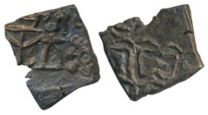 Samigopa, Andhra - Vidarbha border (c. 200 BC), Copper Unit, 2.47g, obv. six armed symbol,