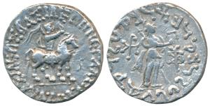 Indo-Scythians, Azes II, Silver Tetradrachm, 9.54g, obv. King mounted on a horse to right,