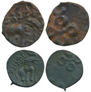 Satavahanas, Siri Satakarni, ’Tarhala Hoard’ Type, Potin Unit (2), obv. an elephant walkin