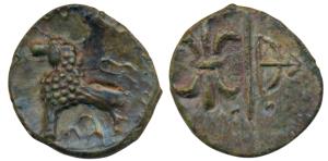 Western Kshatrapas, Nahapana (c. AD 119-124), Lead Unit, 2.89g, Junnar Lion type, obv. lio