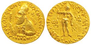 Kushanas, Vima Kadphises (c. 100-127/8 AD), Gold Dinar, 7.96g, obv. bust of the king facin