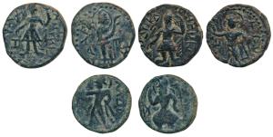 Kushanas, Kanishka I (c. 127/8-152 AD), Copper ¼ Drachma (3), obv. king standing facing he