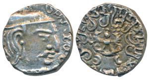 Guptas, Chandragupta II, Silver Drachma, obv. bust of the ruler to right, rev. Brahmi lege