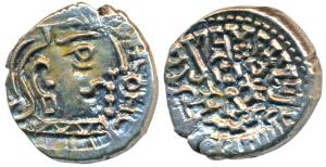 Guptas, Kumaragupta, Silver Drachma, 2.16g, obv. bust of the king to right, rev. stylized 