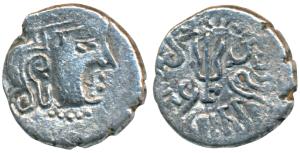 Maitrakas of Vallabhi, ’Sharva Bhattaraka’, Silver Drachma, 1.61g, obv. bust of the king f