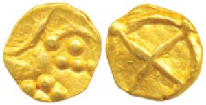 Hoysalas, Gold Fractional Fanam (Bele), 0.10g, Uninscribed, attributed to Vishnuvardhana I