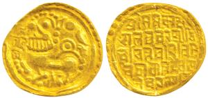 Kadambas of Goa, Sivachitta (c. 11th century AD), Gold Pagoda, 4.1g, obv. lion standing to
