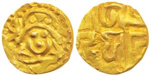 Kalachuris of Tripuri, Gangeya Deva, Base Gold 4½ Masha, 3.9g, obv. Goddess Lakshmi seated