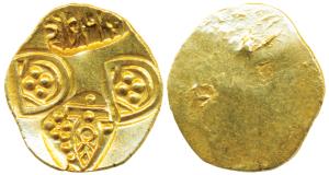 Paramaras of Vidarbha, Jagadeva, Gold Pagoda, 3.68g, punches of temple showing a human bei