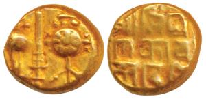 Yadavas of Devagiri, Singhana III with Queen Kamvaladevi (1315-1318 AD), Gold Pagoda, 3.85