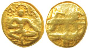 Vijayanagar Empire, Krishnadeva Raya (1509-1529 AD), Gold Pagoda, 3.41g, obv. Krishna as B