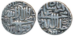 Akbar, Silver Rupee, 11.27g, Dar-ul-Khilafat Agra Mint, AH 983, Kalima type (KM 80.1). Ver