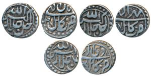Akbar, Silver ½ Rupee (3), Kabul Mint, Ilahi type, set of three different months, Di, Mihr