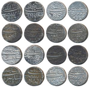 Jahangir as Salim, Silver Rupee (8), Ahmedabad Mint, set of eight different months, ’Malik