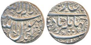 Jahangir, Silver Rupee, 11.40g, Ahmednagar Mint, Kalima on obv. (KM 141.1). Extremely Fine
