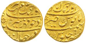 Aurangzeb, Gold Mohur, 10.92g, Aurangabad Mint, AH 1074/6, complete mint name at top on re