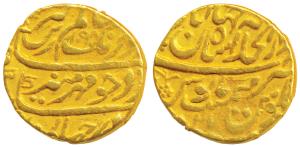 Aurangzeb, Gold Mohur, 10.92g, Dar-ul-Khilafat Shahjahanabad Mint, AH 1095/27 (KM 315.42).