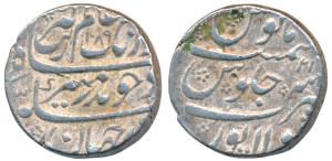Aurangzeb, Silver Rupee, 11.53g, Sholapur / Solapur Mint, AH 1089/21 (KM 300.82). Very Fin