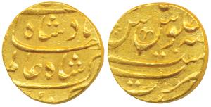 Shah Alam Bahadur, Gold Mohur, 11.05g, Surat Mint (KM 356.14). Extremely Fine, Rare.