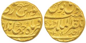 Jahandar Shah (AH 1124, 1712-1713 AD), Gold Mohur, 10.88g, Mustaqir ul Mulk Akbarabad Mint