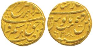 Farrukhsiyar, Gold Mohur, 10.88g, Dar-ul-Khilafat Shahjahanabad Mint, RY 2, (KM 390.30). V