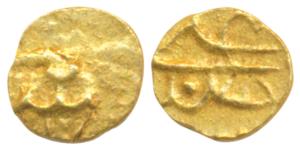 Muhammad Shah, Gold Fanam, 0.19g, Kharpa / Karpa Mint (KM C440.1). Fine.