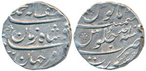 Muhammad Shah, Silver Rupee, 11.45g, Surat Mint, Ba Luft Allah Badshah-i-Zaman couplet, AH
