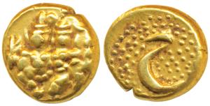 Haider Ali (AH 1174-1197, AD 1761-1782), Gold Pagoda, 3.42g, obv. Shiva and Parvati seated