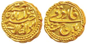 Tipu Sultan, Gold Pagoda, 3.41g, Patan Mint, the denomination Faruqi and mint name with RY