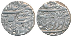 Amritsar Mint, Silver Rupee, 11.01g, Nanakshahi couplet, VS 1865 (KM 20.1). About Very Fin